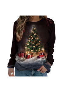 Womens Glitter Christmas Tree Sweatshirts For Women Casual Loose Long Sleeve Crewneck Pullover Color Block Tunic Shirt Gray,Navy