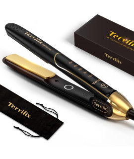 Terviiix 100 Titanium Flat Iron, 24K Salon Professional Hair Straightener And Curler 2 In 1, Non-Snagging Straightening Iron For One Swipe, 15S Ultra Fast Heating, Dual Voltage, Auto Shut Off, 1