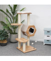 PetPals Cat Tree for Indoor Cats - Cat Scratching Post with Interactive Toys - Heavy Duty Sturdy Construction Cat House - Cat Accessories for Home Use - Stylish and Modern Wood Design, Natural