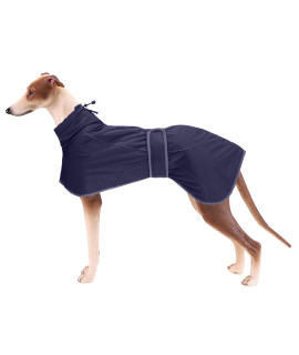 Greyhound Winter Coat Whippet Coat With Padded Fleece Lining Water Resistant Dog Jacket With Adjustable Bands And Reflective - Navy - Large