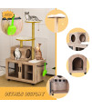 Gurexl Modern Wood Cat Tree, Cat House Cage Large Cat Enclosure with Window, Wooden Kitty Playpen Air Circulation,Wooden Shelters for Summer and Winter