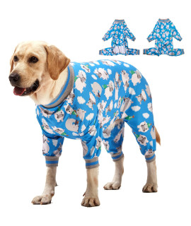 Lovinpet Large Dog Clothescozy Dog Pajamas Slim Fit Lightweight Pulloverfull Coverage Dog Pjshappy Hippo Blue Printlarge Breed Dog Pjs 2Xl
