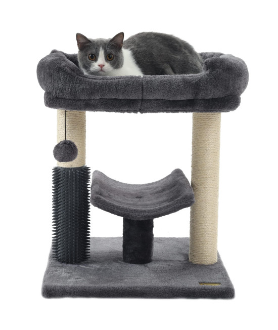 Hoopet cat Tree Tower,cat Scratching Post for Indoor Cats,Featuring with Super Cozy Perch,Cat Self Groomer and Interactive Dangling Ball Great for Kittens and Cats
