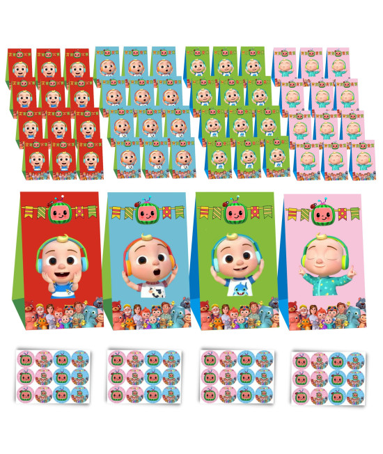 Belmaks 48Pcs Party Bags With Stickers Birthday Decorations Loot Bags Candy Boxes For Supplies 1St Favors