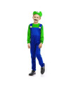 Ugoccam Super Brothers Halloween Kids Cosplay Costume Mario Brothers Kids Green Medium