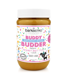 Buddy Budder Bark Bistro Company Birthday Bash, 100 Natural Dog Peanut Butter, Healthy Peanut Butter Dog Treats, Dog Birthday, Dog Pill Pocket, Made In Usa (17Oz Jars)