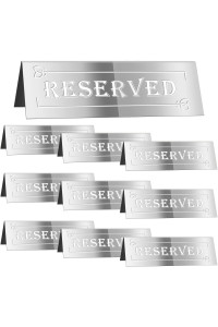 10Pcs Reserved Table Signs, Acrylic Guest Reservation Table Tents Sign, Waterproof Mirrored Double-Sided Reserved Seat Signs, Reserve Signs For Wedding Birthday Party Restaurants Meeting Chair