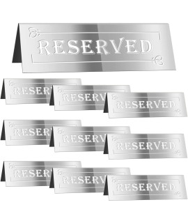 10Pcs Reserved Table Signs, Acrylic Guest Reservation Table Tents Sign, Waterproof Mirrored Double-Sided Reserved Seat Signs, Reserve Signs For Wedding Birthday Party Restaurants Meeting Chair