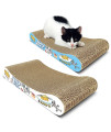 Ttcat Cat Scratching Pad, 2 Pack Corrugated Cat Scratcher Cardboard, Bone Type Durable Cat Scratching Board Reversible With Catnip For Furniture Protectiona