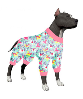 Lovinpet Pitbull Dog Pajamaslarge Dog Clothes Dog Pajamas Wound Carepost Surgery Dog Clothes Lightweight Stretchy Dog Pajamas Large Dog Shirt Seafoam Unicorn Print Large Breed Dog Pet Pjs 3Xl