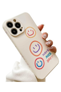 Kerzzil Cute Smile Pattern Compatible With Iphone 14 Pro Case, Silicone Slim Fit Soft Anti-Scratch Microfiber Lining] Flexible Tpu Shockproof Protective Cover Cases Capa 61 Inch (Beige)