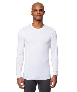 32 Degrees Mens Lightweight Baselayer Crew Top Long Sleeve Form Fitting 4-Way Stretch Thermal, White, X-Large