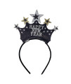 Happy New Year Headband With Star Boppers And Silver Tone Tinsel, 10 Inch (Happy New Year Crown)