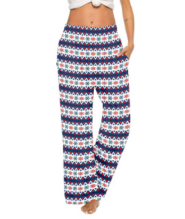 Zjct Womens Yoga Sweatpants Comfy Loose Casual Wide Leg Christmas Floral Print Pajama Pants With Pockets Christmas-Snowflake S