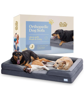 Orthopedic Sofa Dog Bed - Ultra Comfortable Dog Bed for Giant Dogs - Breathable & Waterproof Pet Bed- Egg Foam Sofa Bed with Extra Head & Neck Support - Removable Washable Cover with Nonslip Bottom