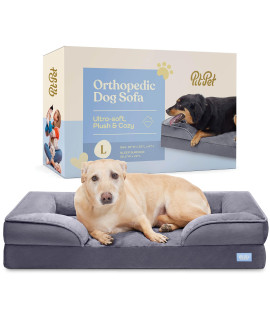 Orthopedic Sofa Dog Bed - Ultra Comfortable Dog Bed for Large Dogs - Breathable & Waterproof Pet Bed- Egg Foam Sofa Bed with Extra Head and Neck Support - Removable Washable Cover with Nonslip Bottom