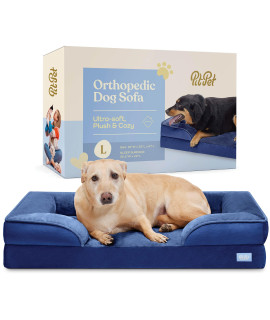Orthopedic Sofa Large Dog Bed - Ultra Comfortable Dog Bed for Large Dogs- Breathable & Waterproof Pet Bed- Egg Foam Sofa Bed with Extra Head &Neck Support- Removable Washable Cover with Nonslip Bottom