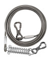 Xiaz Dog Tie Out Cable 30 Feet, Dog Lead For Yard Camping Outdoor, Dog Tether Wire For With Durable Swivel Hooks And Shock Absorbing Spring Small Medium Dogs Up To 200 Pounds, Grey