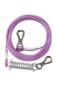 Xiaz 20Ft Tie Out Cable For Dog With Durable Swivel Hooks And Shock Absorbing Spring For Outdoor, Yard And Camping, Dog Run Cable Tether Line For Small To Medium Dogs Up To 200Lb, Grey