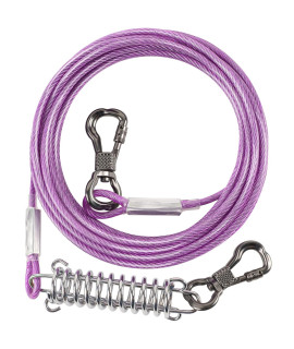 Xiaz 20Ft Tie Out Cable For Dog With Durable Swivel Hooks And Shock Absorbing Spring For Outdoor, Yard And Camping, Dog Run Cable Tether Line For Small To Medium Dogs Up To 200Lb, Grey