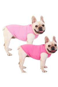 Sychien Dog Pink Shirt For Medium Dogs,Blank Plain Pink Cotton Shirts For Frenchu Bulldog,M Pink Rose