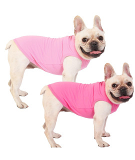 Sychien Dog Pink Shirt For Large Dogs,Blank Plain Pink Cotton Shirts For Frenchu Bulldog,L Pink Rose