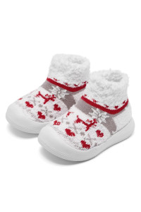 Christmas Baby Shoes Girls Boys Warm Baby Winter Shoes Cozy Fleece Booties Fuzzy Sock Shoes With Soft Rubber Sole Infant Sneaker Toddler Slipper