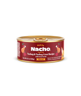 Made by Nacho Premium Minced Wet Cat Food with Hydrating Bone Broth 5.5oz (24 Packs) (Cage-Free Turkey & Turkey Liver)