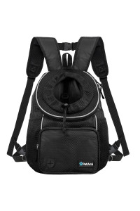 PetAmi Dog Front Carrier Backpack, Adjustable Dog Pet Cat Chest Carrier Backpack, Ventilated Dog Carrier for Hiking Camping Travel, Small Medium Dog Puppy Large Cat Carrying Bag, Max 15 lbs, Black