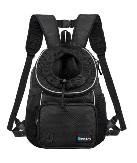 PetAmi Dog Front Carrier Backpack, Adjustable Dog Pet Cat Chest Carrier Backpack, Ventilated Dog Carrier for Hiking Camping Travel, Small Medium Dog Puppy Large Cat Carrying Bag, Max 15 lbs, Black