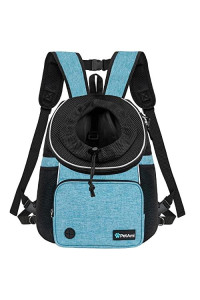 PetAmi Dog Front Carrier Backpack, Adjustable Dog Pet Cat Chest Carrier Backpack, Ventilated Dog Carrier for Hiking Camping Travel, Small Medium Dog Puppy Large Cat Carrying Bag, Max 15 lbs, Teal Blue