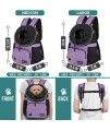 PetAmi Dog Front Carrier Backpack, Adjustable Dog Pet Cat Chest Carrier Backpack, Ventilated Dog Carrier for Hiking Camping Travel, Small Medium Dog Puppy Large Cat Carrying Bag, Max 15 lbs, Purple