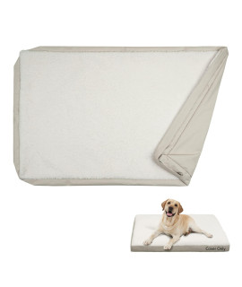 Waterproof Dog Bed Cover Machine Washable Sherpa Fleece Dog Bed Replacement Cover, 48Lx30Wx4H Inch, Beige