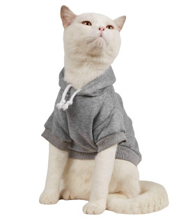 Qwinee Basic Dog Hoodie, Dog Warm Jacket, Cat Apparel, Dog Shirt, Dog Clothes For Puppy Kitten Small Medium Dogs Cats Light Grey Medium