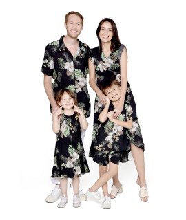 Matchable Family Hawaiian Luau Tank Top, Pineapple Garden Black, Women, X-Large