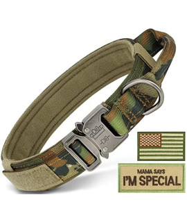 Erbine Strong Tactical Dog Collar, Military Dog Collar With Durable Handle, Thick Wide Heavy Duty Dog Collars With Metal Buckle For Medium Large And Extra Large Dogs(Camouflage,L)