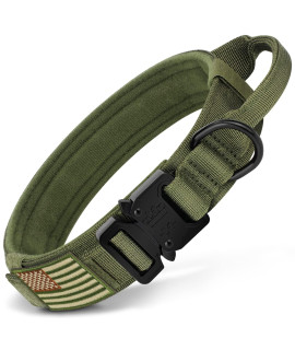 Erbine Strong Tactical Dog Collar, Military Dog Collar With Durable Handle, Thick Wide Heavy Duty Dog Collars With Metal Buckle For Medium Large And Extra Large Dogs(Army Green,Xl)
