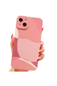 Ykczl Compatible With Iphone 14 Case,Cute Painted Art Heart Pattern Full Camera Lens Protective Slim Soft Shockproof Phone Case For Women Girls-Pink