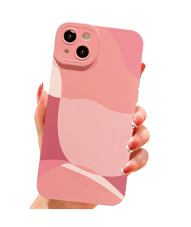 Ykczl Compatible With Iphone 14 Case,Cute Painted Art Heart Pattern Full Camera Lens Protective Slim Soft Shockproof Phone Case For Women Girls-Pink