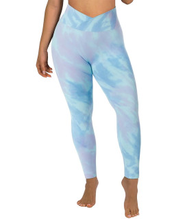 Suuksess Women Crossover Seamless Leggings Butt Lifting High Waisted Workout Yoga Pants (Tie Dye Pink, M)