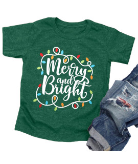 Christmas Shirts Toddler Girls Boys Xmas Graphic Tee Holiday Tops Letter Print T-Shirt Funny Saying(Green4,110)