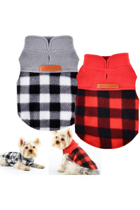 Plaid Chihuahua Sweater, Dog Sweaters For Small Dogs, Xs Dog Clothes Winter Warm Tiny Dog Outfits For Teacup Yorkie Puppies Extra Small Breed Costume Set Of 2 (Medium)
