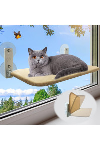 Cordless Cat Window Perch, Foldable Cat Window Hammock With 4 Strong Suction Cups, Large Window Cat Beds For Indoor Cats Inside, Window Seat Wall Mount With Metal Frame And Soft Cover