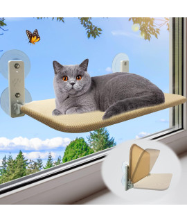 Cordless Cat Window Perch, Foldable Cat Window Hammock With 4 Strong Suction Cups, Large Window Cat Beds For Indoor Cats Inside, Window Seat Wall Mount With Metal Frame And Soft Cover