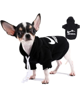 Paiaite Black Chihuahua Dog Hoodie Winter Small Dog Sweatshirt With Leash Hole Warm Pet Clothes For Puppy Dog Sweater Coat Clothing Just Dog It Xxl