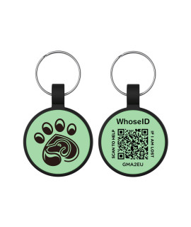 Qr Code Dog Id Tag, Modifiable Personalized Pet Online Profile, Silicone Silencer Dog Tag, Custom Pet Tag, Gps Tracking Location Alert Email, Lightweight Cat Tag, No Annoying Jingle (Paw, Green)