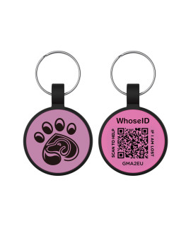 Qr Code Dog Id Tag, Modifiable Personalized Pet Online Profile, Silicone Silencer Dog Tag, Custom Pet Tag, Gps Tracking Location Alert Email, Lightweight Cat Tag, No Annoying Jingle (Paw, Rose)