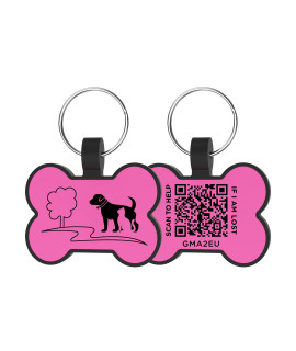 Qr Code Dog Tag, Silicone Dog Tag, Modifiable Personalized Online Profile, Instant Pet Location Alert Email, Laser Engraving Pattern, Smart Pet Id Tags, Anti-Lost Tag For Pet (Bone, Rose)