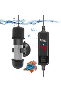 Hygger Small Aquarium Betta Heater, Submersible Fish Tahk Heater 10W25W50W100W With Led Digital Display, Suitable For Marine Saltwater And Freshwater Up To 5101626 Gallon