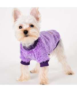 Fluffy Dog Sweater Winter Puppy Clothes For Small Dogs Girl Boy Chihuahua Yorkies Bulldog Pet Outfits Female Male Outfits Clothing Apparel,Medium,Purple